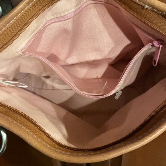 Fossil Striped Multi Colored Leather And Canvas Short Shoulder Bag - Picture 7 of 11